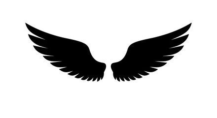 Obraz premium Black Angel Wings Silhouette Isolated on White Background 1.