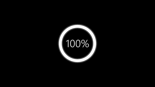 Circle loading bar animation. circle loaded screen 0 to 100 percent counting animation.