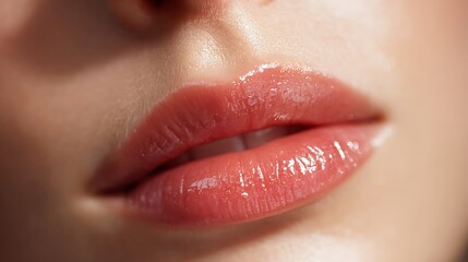 Fototapeta premium Smooth and luscious lips with shiny lip gloss
