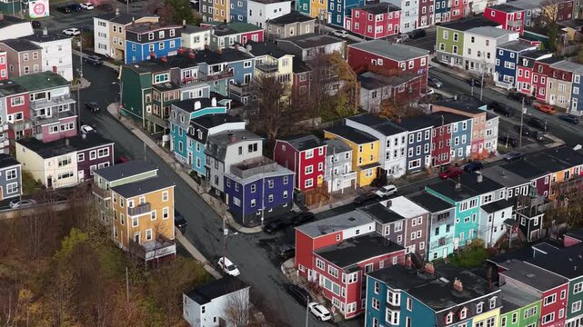 Aerial view of St John's Newfoundland Canada in November overlooking the water