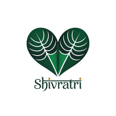 Elegant green leaf heart logo with 'shivratri' text, symbolizing nature and tradition Vector, illustration