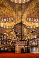 Obraz premium Blue Mosque (Sultanahmet Camii) interior in Istanbul, Turkey.