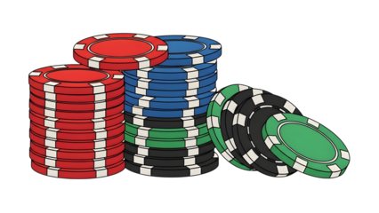 Stacks of colored poker chips