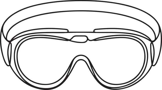 Continuous one line drawing of protect goggles vector illustration. one line Art icon drawing vector