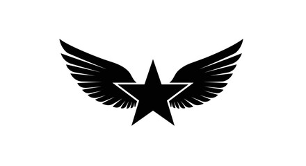 Fototapeta premium Black Star With Wings Emblem Graphic Design.