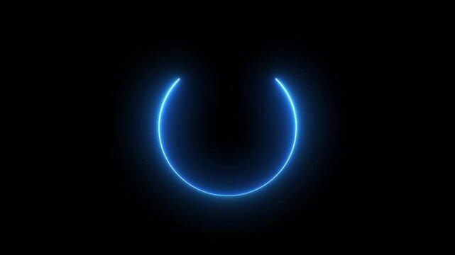 Cyan circle glow border concept on the transparent background. alpha channel, seamless loop, abstract glowing neon line cyan color circular lens animation neon light. 4k ,motion video transparent