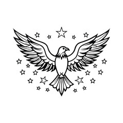 Eagle silhouette stars spread wings