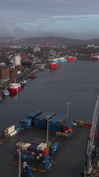Aerial view of St John's Newfoundland Canada in November overlooking the water