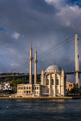 Naklejka premium Ortakoy mosque, or Buyuk mecidiye camii, or grand mecidiye mosque, by the Bosphorus bank. Istanbul, Turkey.