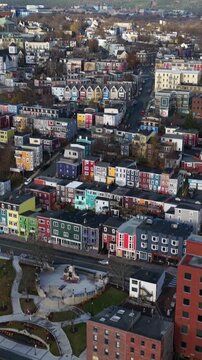 Aerial view of St John's Newfoundland Canada in November overlooking the water