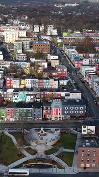 Aerial view of St John's Newfoundland Canada in November overlooking the water