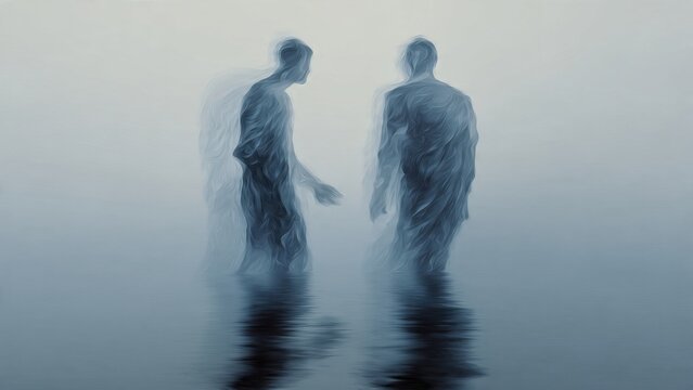 Two mysterious figures in water