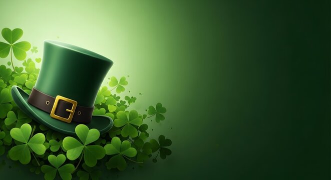 Happy saint patrick's day green hat and shamrocks celebration