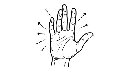 Hand palm lines illustration with directional arrows.