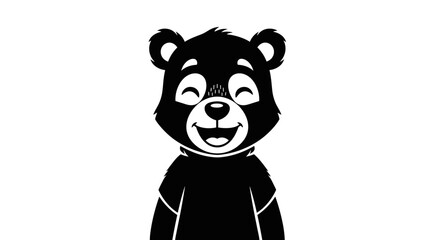 Happy Black Bear Cub Cartoon Character.