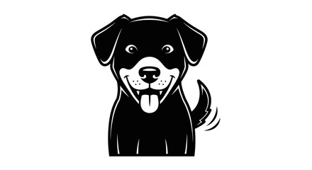 Happy Black Dog Cartoon Character Illustration.