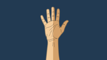 Illustration of a Human Hand with Palm Lines.