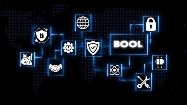 Digital security and technology concept with and symbols representing online protection, data safety, and global network connection