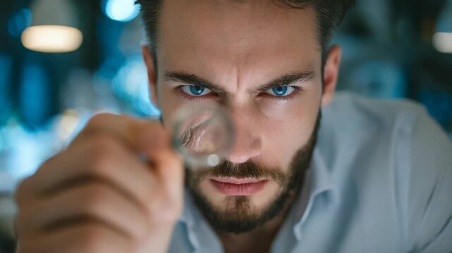 Intense Man Pointing Accusatory Finger, Direct Gaze, Serious Expression, Close-Up Portrait with Dramatic Lighting and Shallow Depth of Field.