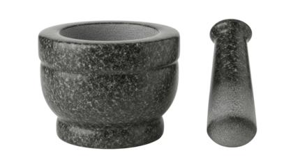 Granite mortar and pestle, kitchen tool for grinding spices, cut out, stock png, isolated on transparent background