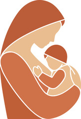 Happy Mothers Day Vector on Transparent Background with Love and Family Concept