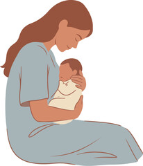 Happy Mothers Day Vector on Transparent Background with Love and Family Concept