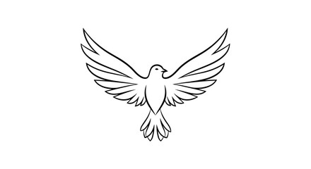 Obraz premium Elegant Line Art Drawing of a Dove in Flight 1.