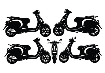 Naklejka premium Collection of five different scooter silhouettes