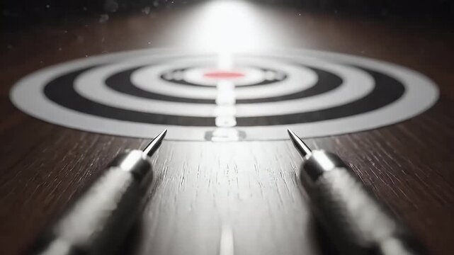Close-up shot of two darts aimed at a dartboard, symbolizing precision and focus.