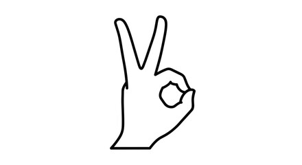 Obraz premium Hand gesture showing okay sign and victory symbol.