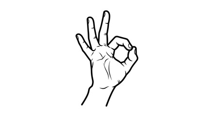 Fototapeta premium Hand Gesture Showing Okay Sign with Three Fingers Up.