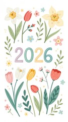 Spring 2026 Floral Illustration With Decorative Easter Eggs And Flowers On White Background, Seasonal Design For Easter Greeting Cards, Banners, Posters, Social Media, Marketing And Holiday Promotions