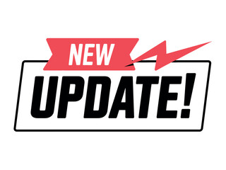 New Update Notification Sign with Red Lightning Bolt and White Background