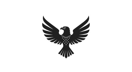 Obraz premium Majestic Black Eagle Spreading Wings in Flight Silhouette.