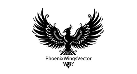 Obraz premium Majestic Black Phoenix Spreading Its Wings in a Powerful Display.