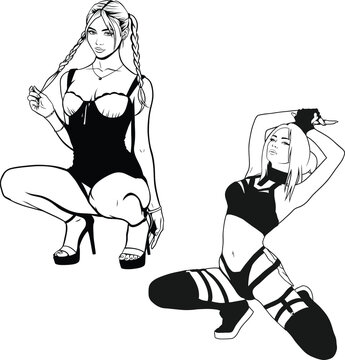 Sexy Anime Girls Character Pose Set