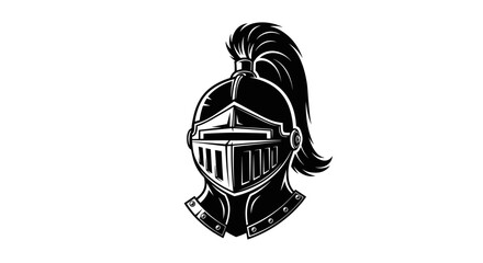 Fototapeta premium Medieval Knight Helmet Illustration Black and White.