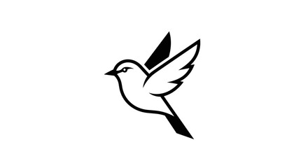 Obraz premium Minimalist Black and White Bird Flying Logo Design.