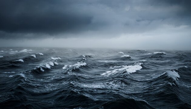 dark stormy sea shrouded in thick fog - Powered by Adobe