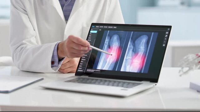 Woman In Orthopedic Doctor Consultation