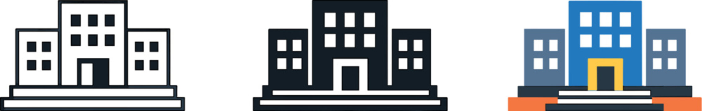 Operational success outcome visualized by a refined company premises icon with balanced proportions communicating stability and