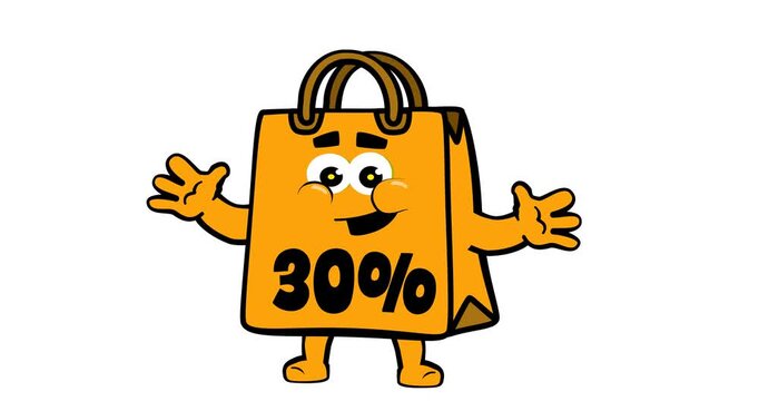 Cute happy shopping bag mascot character, for promotion, sales and e commerce. video, short
