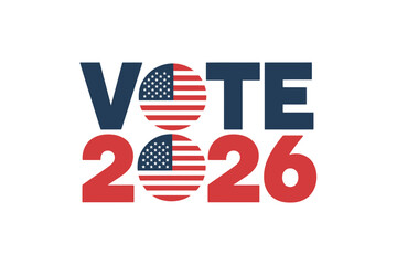 A vector graphic illustration of the text 'Vote 2024' with a patriotic American flag design