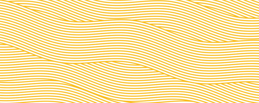 Yellow instant noodle, pasta and spaghetti texture with geometric wavy lines. Ramen, pasta vector pattern. Background abstract food illustration