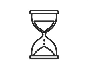 Sand flowing within a dark hourglass icon on white backdrop, symbolizing time and its passage