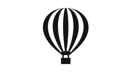 Obraz premium A black and white illustration of a hot air balloon with vertical stripes and a basket