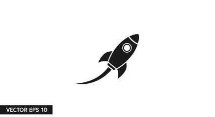 Fototapeta premium Simple Black Silhouette of a Rocket Ship Launching.
