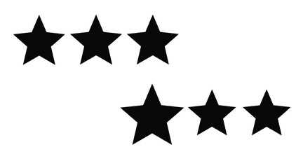 Fototapeta premium Five black stars arranged on a white background a striking silhouette