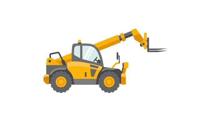 Bright Yellow Telescopic Handler Material Handling Equipment Illustration Icon On White Background