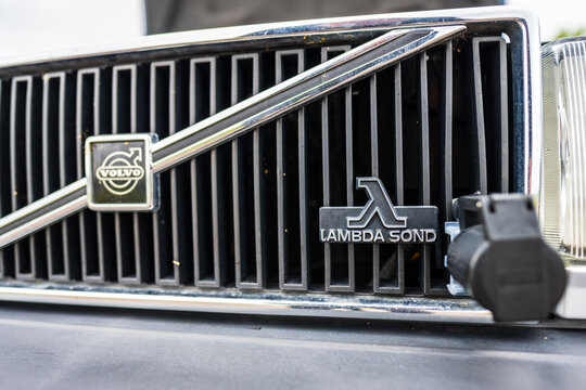 Gothenburg, Sweden - May 11 2025: Closeup of Volvo Lambda Sond front grille.